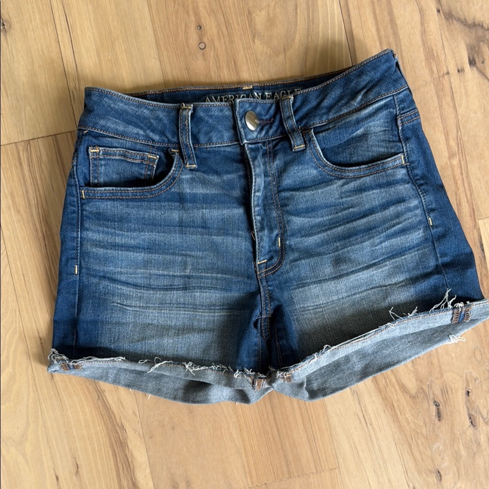 American Eagle Outfitters Women's High Rise Shortie Denim Shorts